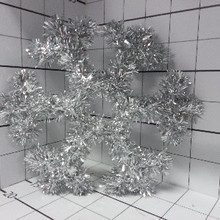 Снежинка из мишуры серебро 33см